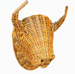 Cabeza de toro de mimbre blanco natural (45 cms)