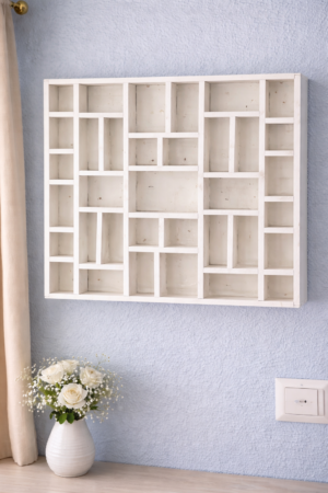 Expositor madera pintado en blanco