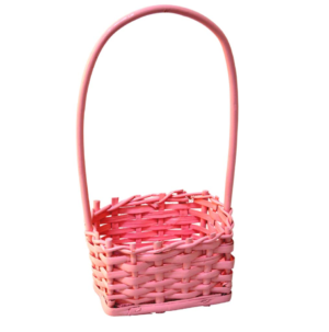 Cesta de mimbre color rosa
