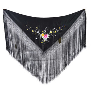 Mantón negro bordado