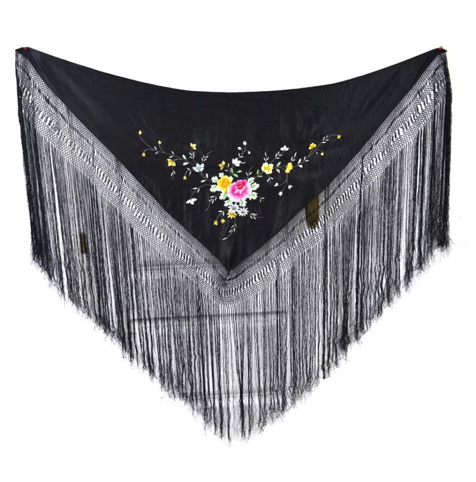 Mantón negro bordado