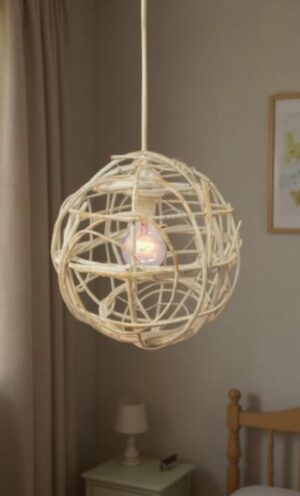 Lámpara bola con instalación (lacada blanco)