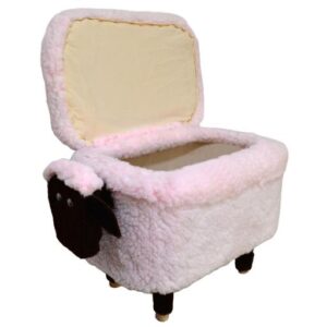 Sillón / Baúl de oveja de lana rosa