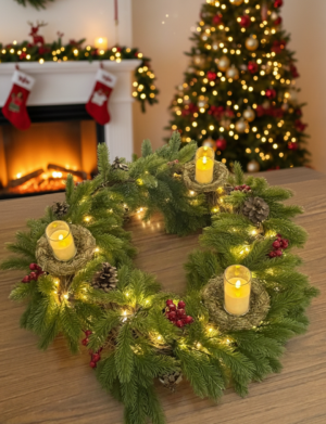 Corona de Navidad con luz