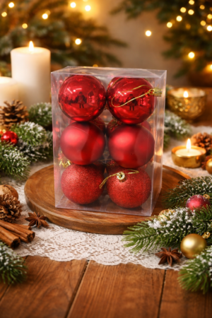 Set de 6 bolas rojas de Navidad