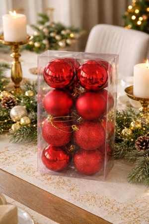 Set de 12 bolas rojas de Navidad