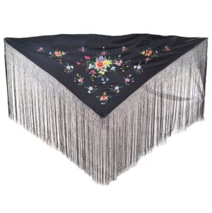 Mantón negro bordado