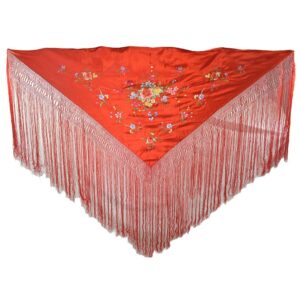Mantón rojo bordado