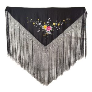 Mantón negro bordado