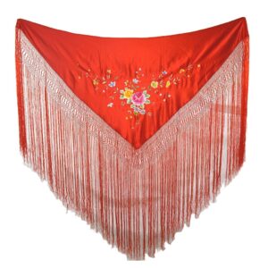 Mantón rojo bordado