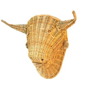 Cabeza de toro de mimbre blanco natural (45 cms)