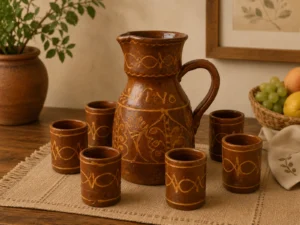 Set de  jarra y vasos cerámica